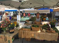 Women selling flowers at the farmers market