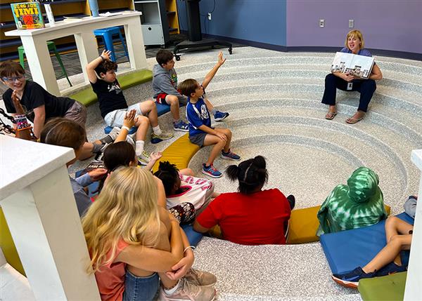 kids hanging out in the Elementary story pit